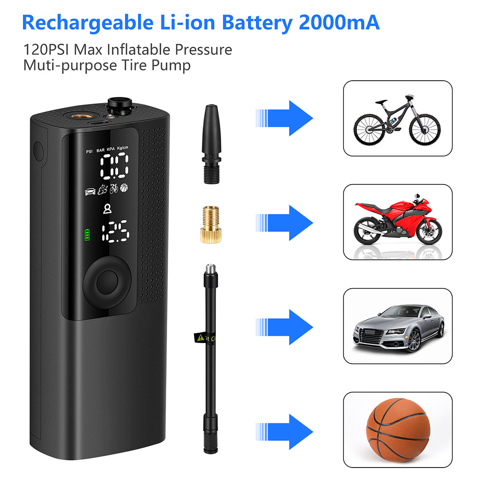 BP198 Multi-Function Digital Display Air Pump Portable Tire Inflator with LED Light BP198 Multi-Function Digital Display Air Pump Portable Tire Inflator with LED Light